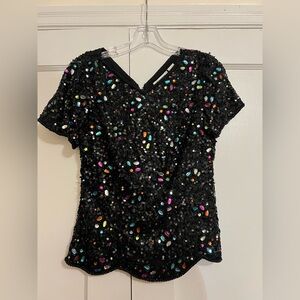 90’s Vintage Embellished Black beaded Top